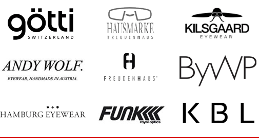 Logos der Brillenmarken aus dem Optikerfachgeschäft in Leipzig